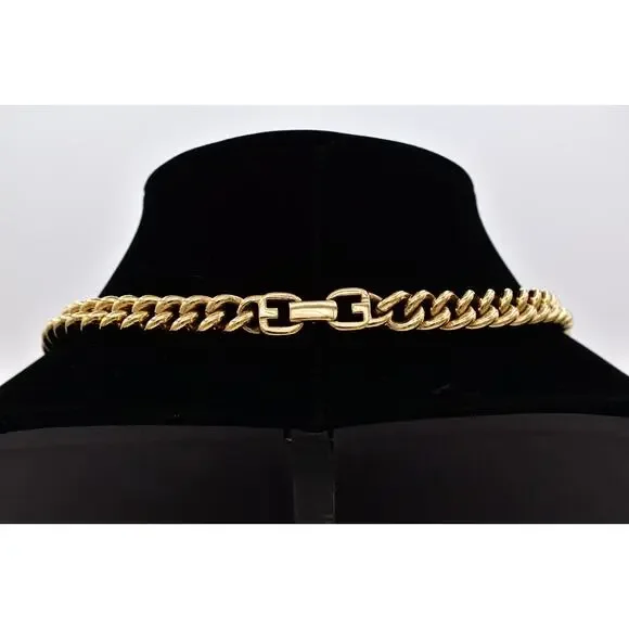 Givenchy Vintage Coin Medallion Collar Necklace Chunky Curb Gold Signed BinBM - Picture 6 of 12